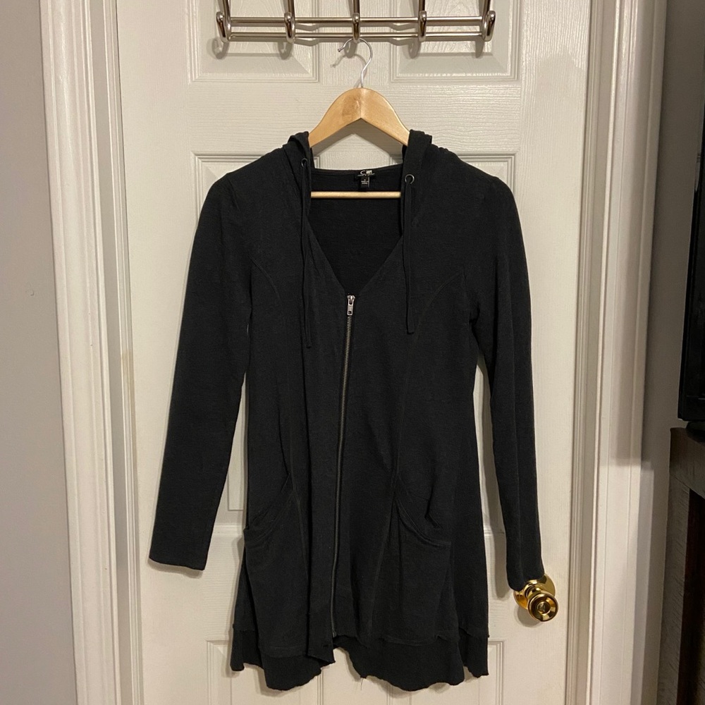 Zip up hooded grey sweater